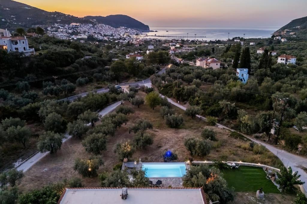 Skopelos Blue Heaven Pool Villa In Olive Grove Exterior photo